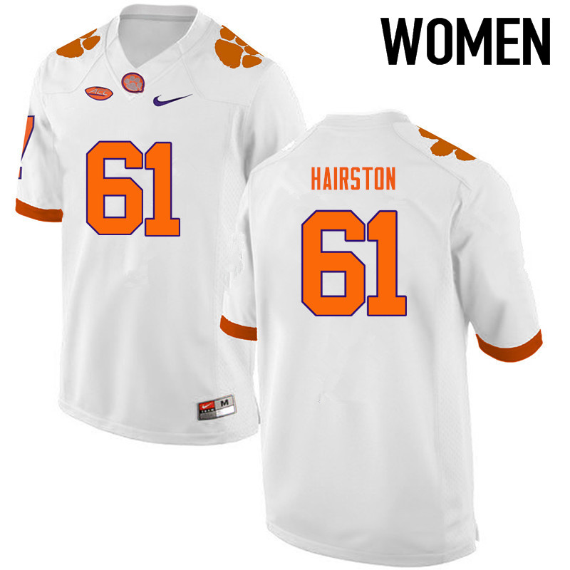 Women Clemson Tigers #61 Chris Hairston College Football Jerseys-White